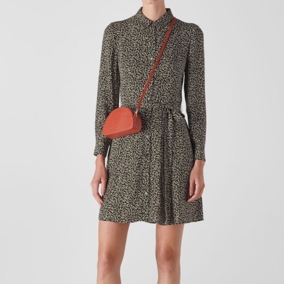 Whistles NWT Autumn Ditsy Floral Viscose Long Sleeve Collar Shirt Dress NO BELT - Picture 1 of 17